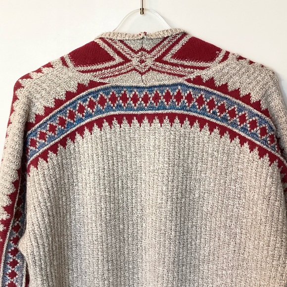 Lucky Brand Boho Southwest Geo Print Open Cardigan - Tan/Red/Blue - L - Picture 6 of 9